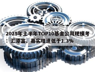 2025年上半年TOP10基金公司规模考：汇添富、嘉实增速低于1.3%