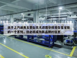 关于上汽通用五菱赵奕凡透露华境现在是宝骏的一个系列，但必将成为新品牌的信息